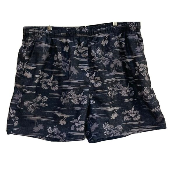 OP Mens Black Silver Gray Palm Trees Swim Trunks Shorts Lined Size XL 40-42 - Picture 1 of 12